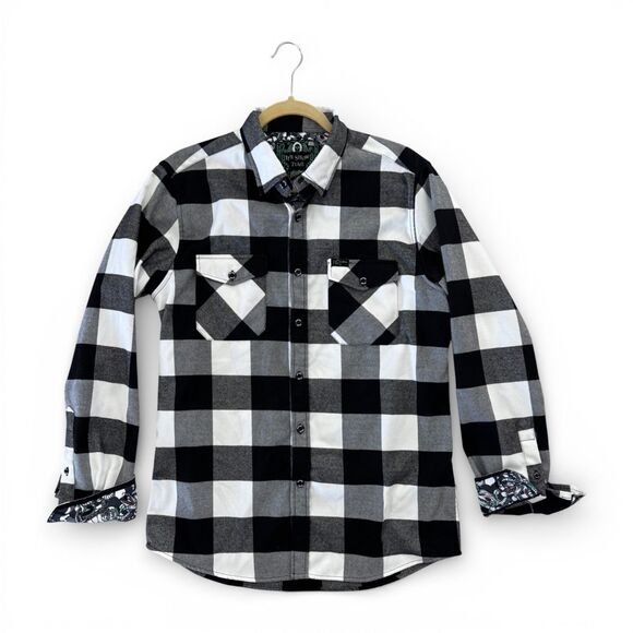 Retro Rifle Beetlejuice It's Showtime Flannel Shirt Mens Medium Black White - Picture 5 of 8